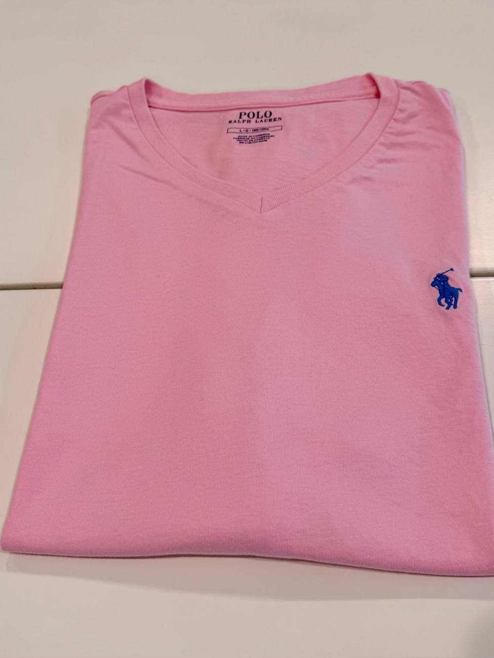 Polo by Ralph Lauren Pink V-Neck Tee with Blue Pony